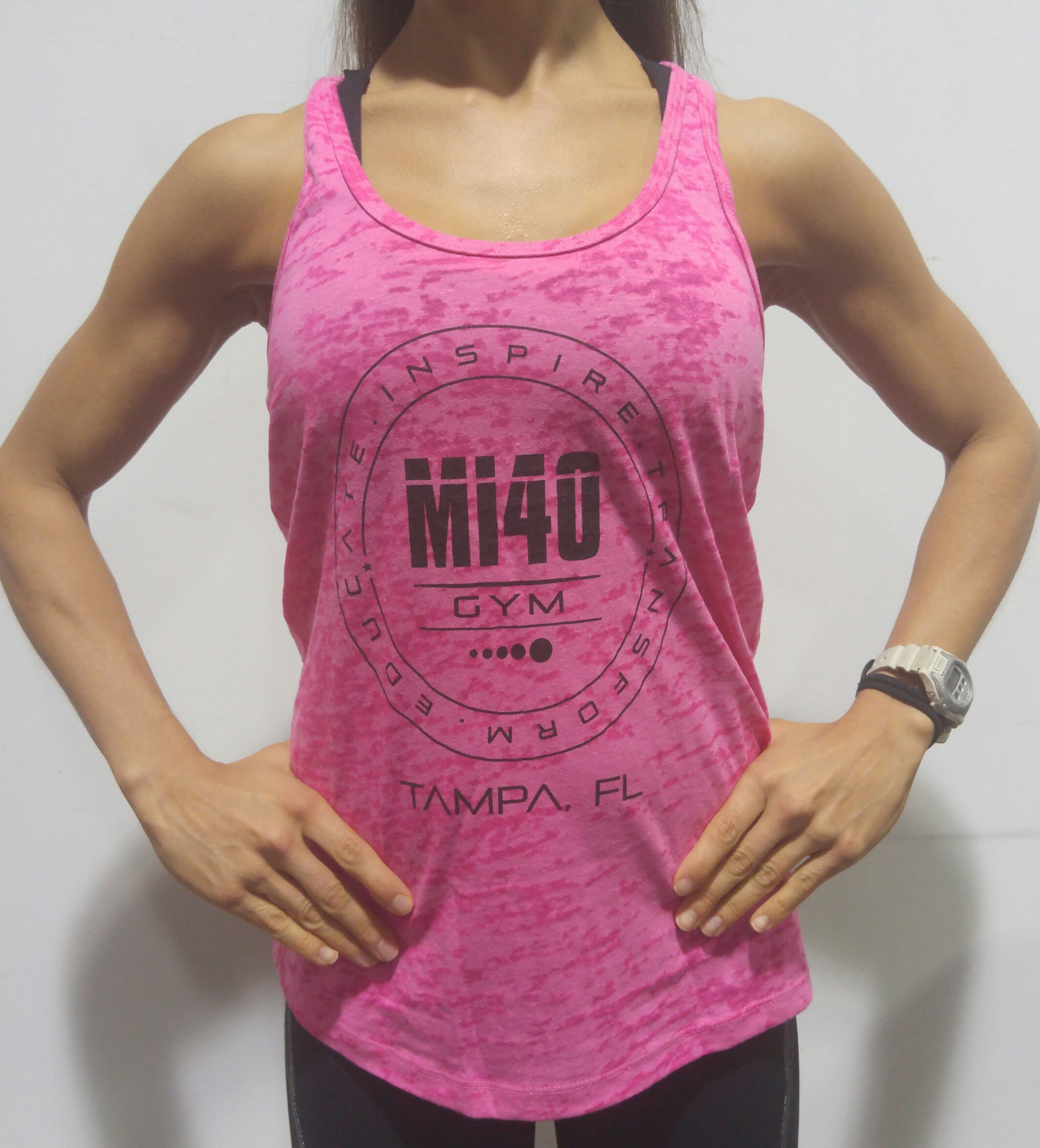 Ladies Pink Burnout MI40 Gym Tank - MI40 Gym